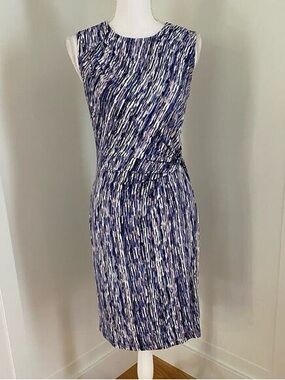 NIC+ZOE Blue and White Abstract Sheath Dress